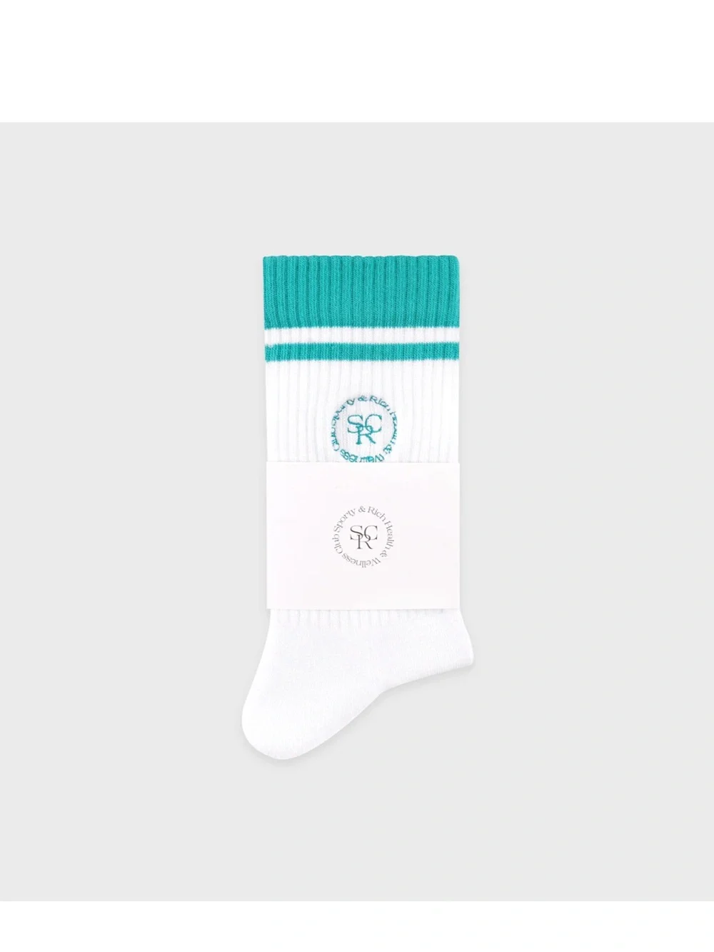 Sporty & Rich Unisex   SRHWC Socks - White/Spring Green